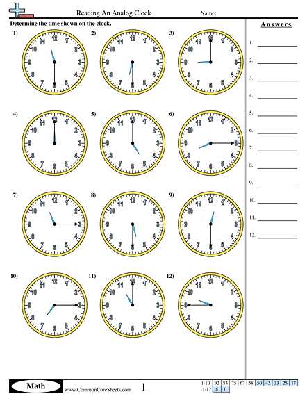 Time Worksheets