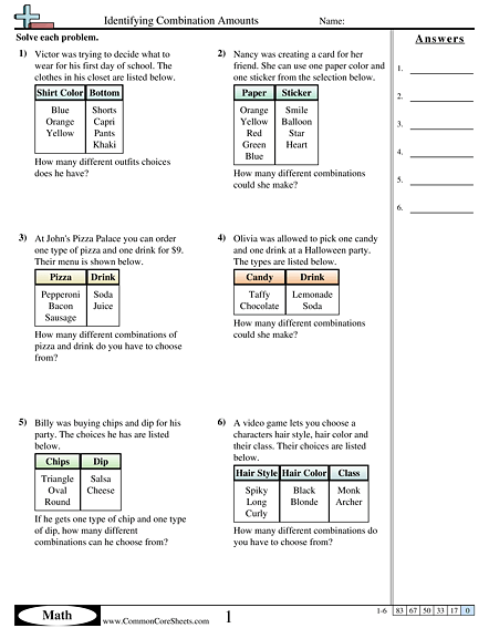 Probability Worksheets