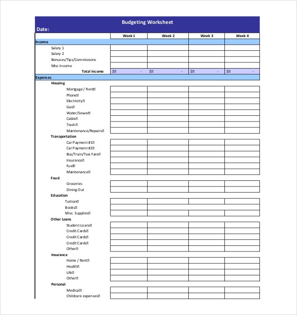 Weekly Budget Template Pdf Best Simple Weekly Budget Template