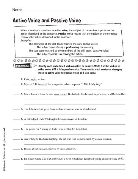 Active Voice And Passive Voice Worksheet