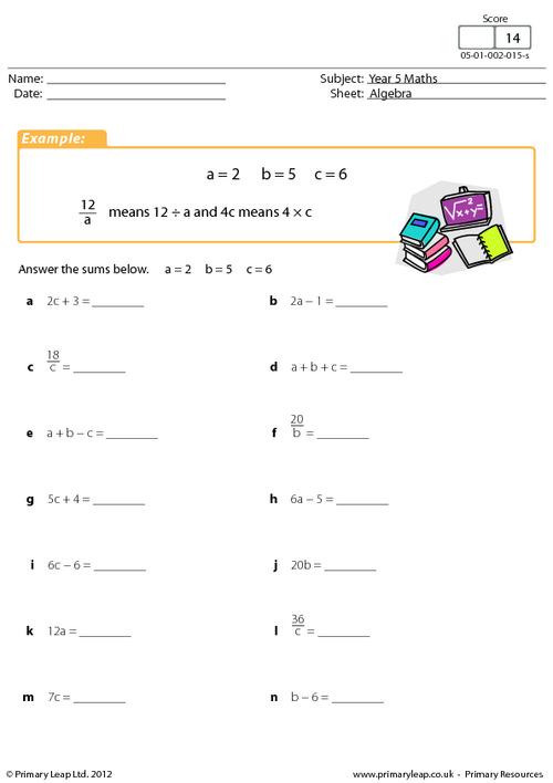 Simple Algebraic Expressions