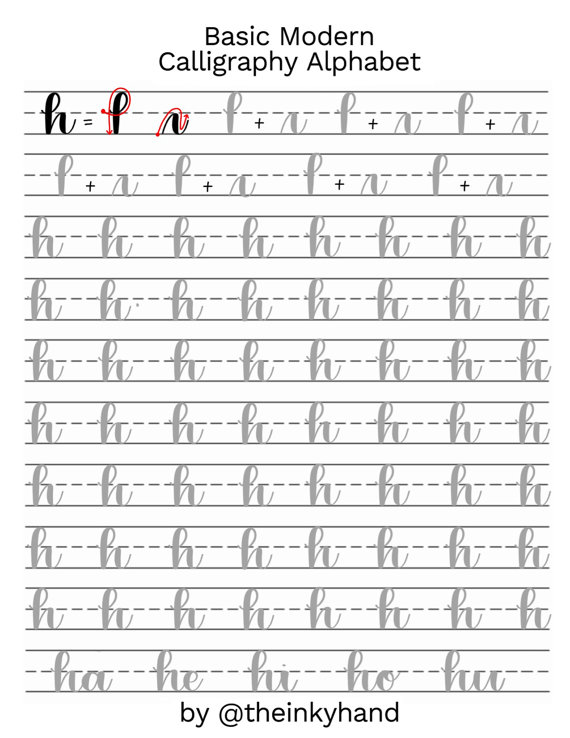 Basic Modern Calligraphy Practice Sheets By @theinkyhand