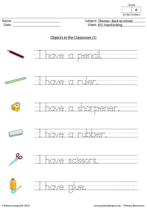 Classroom Objects Worksheets For Preschoolers  Classroom Objects