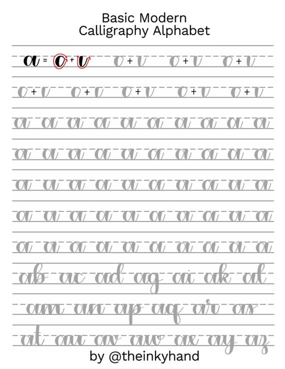 Basic Modern Calligraphy Practice Sheets By @theinkyhand