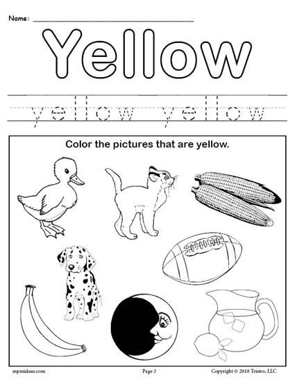 Free Color Yellow Worksheet