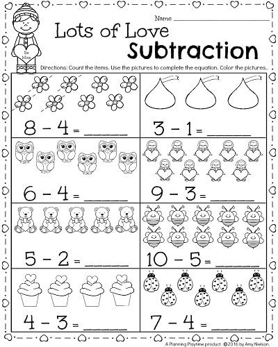 Kindergarten Math And Literacy Worksheets For February