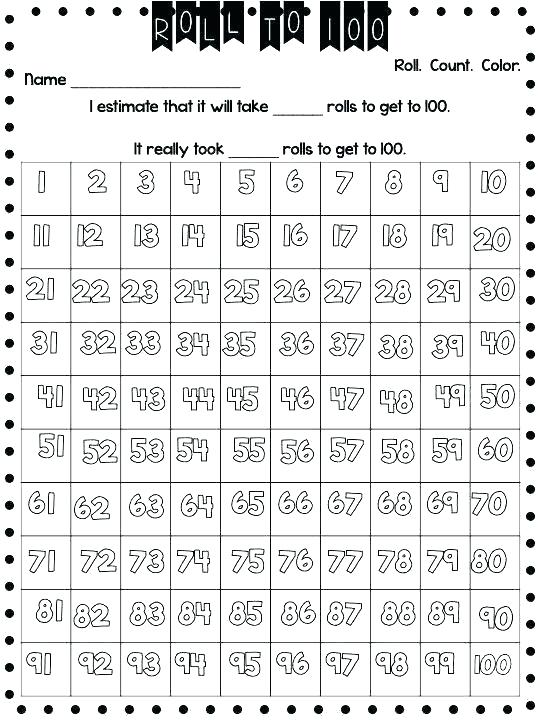 1 100 Worksheets Kindergarten Counting To For Number Free Numbers 0