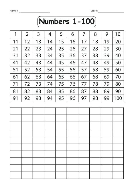 1 100 Worksheets Kindergarten Number Related Numbers For Pdf