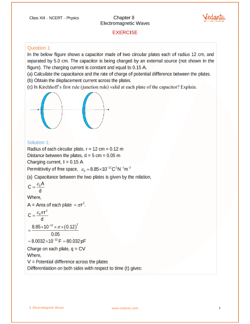 Ncert Solutions For Class 12 Physics Chapter 8 Electromagnetic