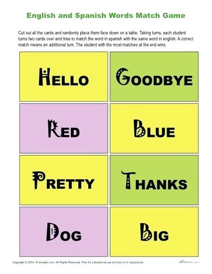 2nd Grade Spanish Worksheets And Match Game Reading Comprehension