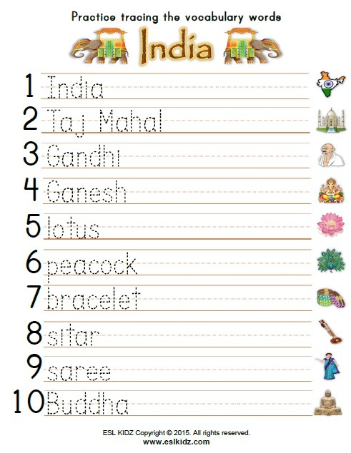 India Worksheets