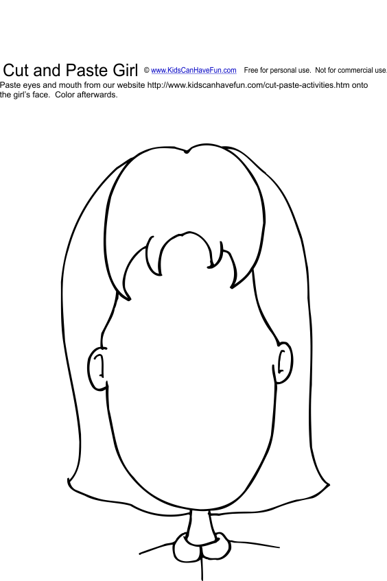 Cut And Paste Girl Face Activity