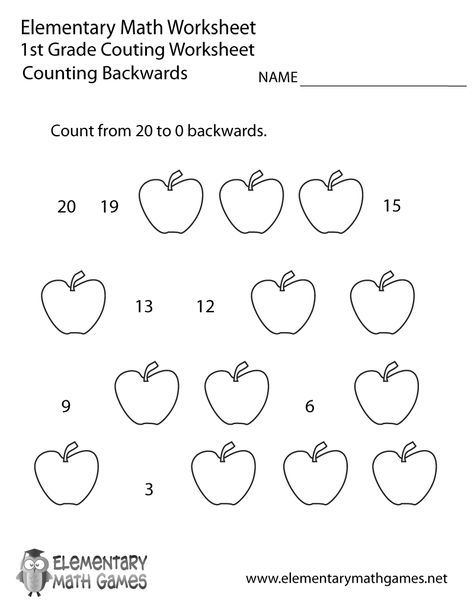 First Grade Counting Backwards Worksheet Printable