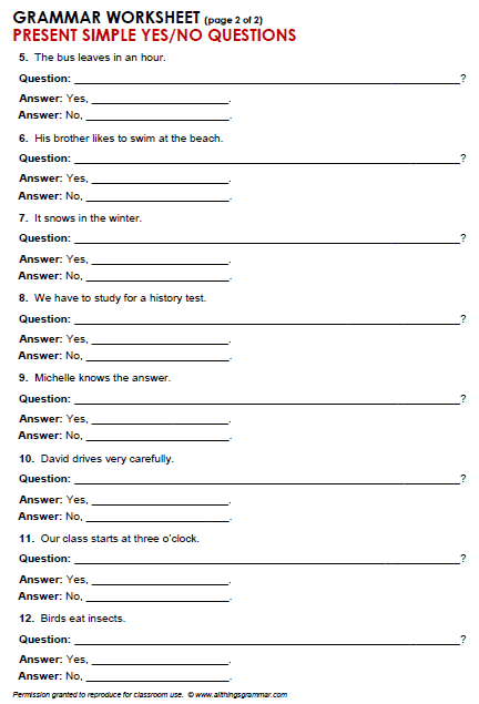 Yes   No Questions (present)