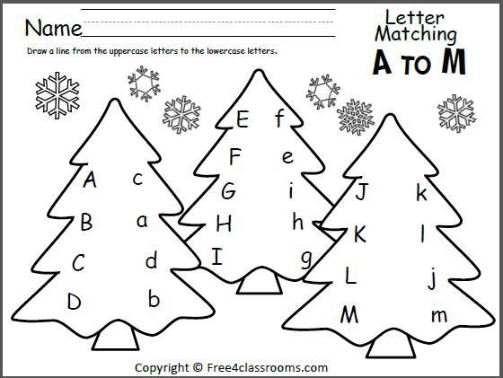 Free Tree Letter Matching A To M  Great Winter And Christmas