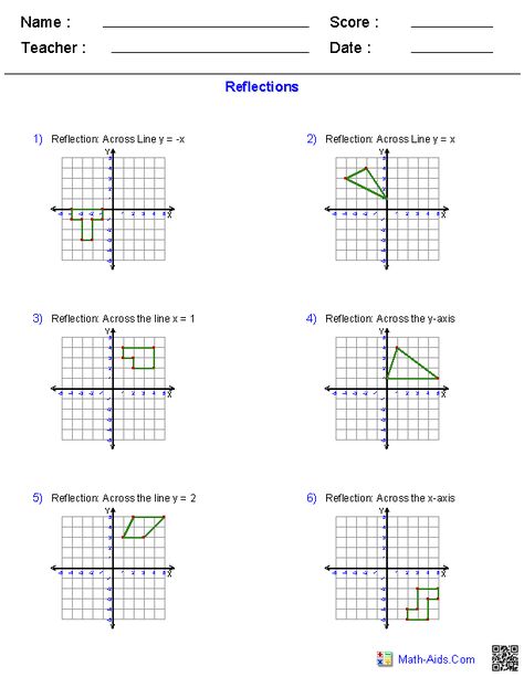 Reflections Worksheets