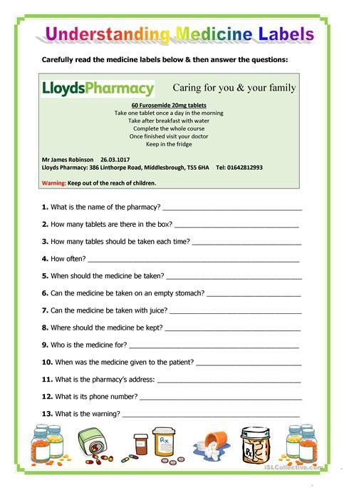 Image Result For Medicine Worksheets Printable