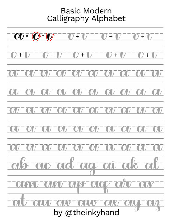Basic Modern Calligraphy Practice Sheets By @theinkyhand