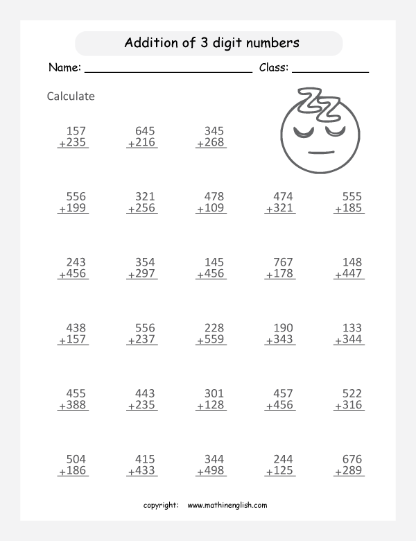 Addition Worksheet With Numbers Up To 1000 Extra Remedial Math