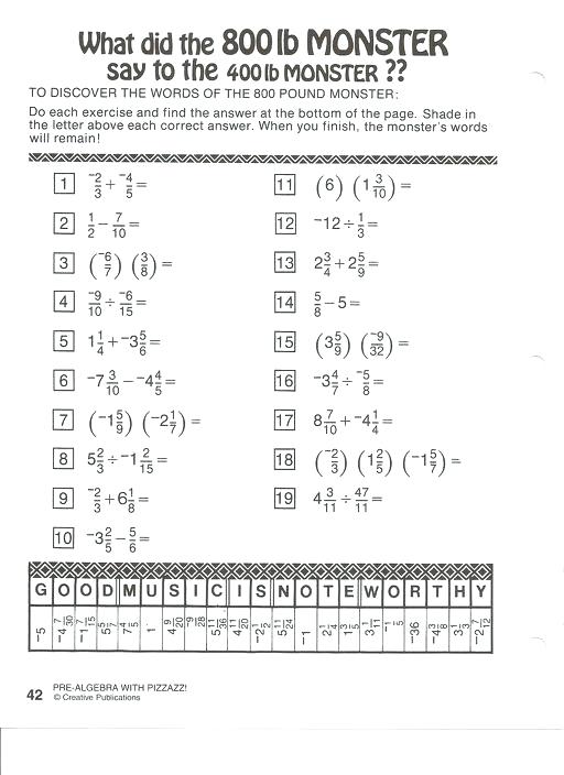Did You Hear About Math Worksheet Algebra With Pizzazz Answers