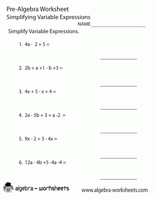 Algebra Worksheet 6th Grade Free Algebra Worksheets For 6th Grade