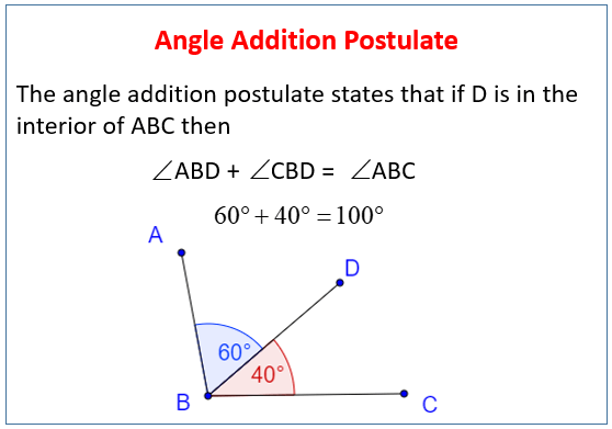 Angle Addition Postulate (examples, Solutions, Worksheets, Videos