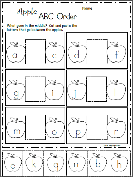 Apple Alphabetic Order Worksheet (cut And Paste) | Free Worksheets Samples