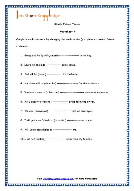 Grade 4 English Resources Printable Worksheets Topic  Simple