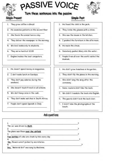 Passive Voice In Past Worksheets