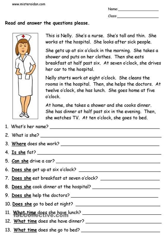 Esl Reading Comprehension Worksheets Saandmitzi