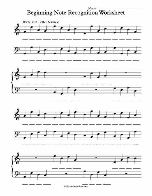 Music Note Names Worksheet â Richardperreault Ca