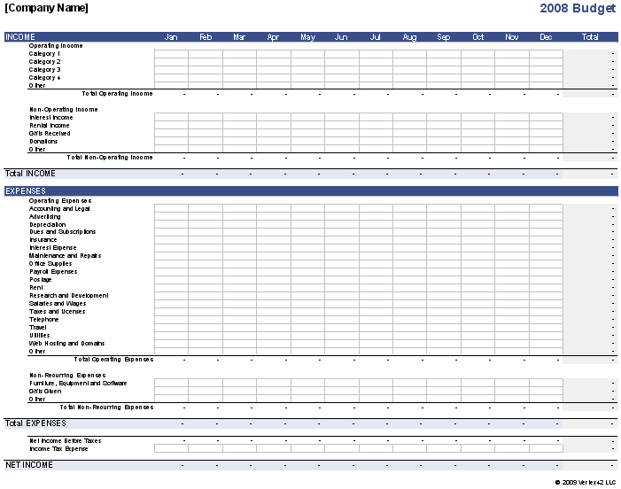 Business Budget Template For Excel