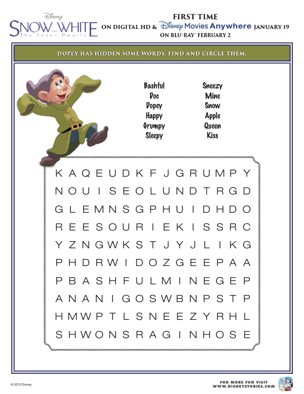 Free Snow White Worksheets Perfect For A Disney Princess Party