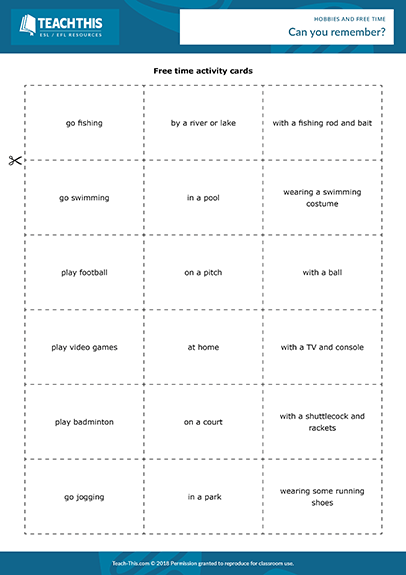 Hobbies Free Time Esl Activities Games Worksheets