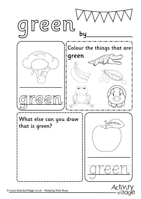 Color Green Preschool Worksheets Color Recognition Worksheets For