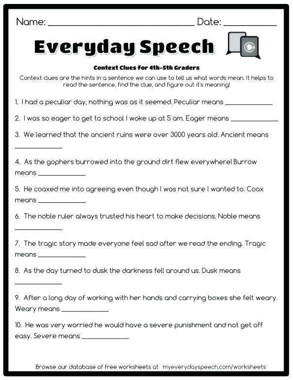 Context Clues Worksheets 8th Grade Multiple Choice 8