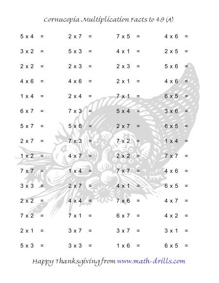 Thanksgiving Math Worksheets
