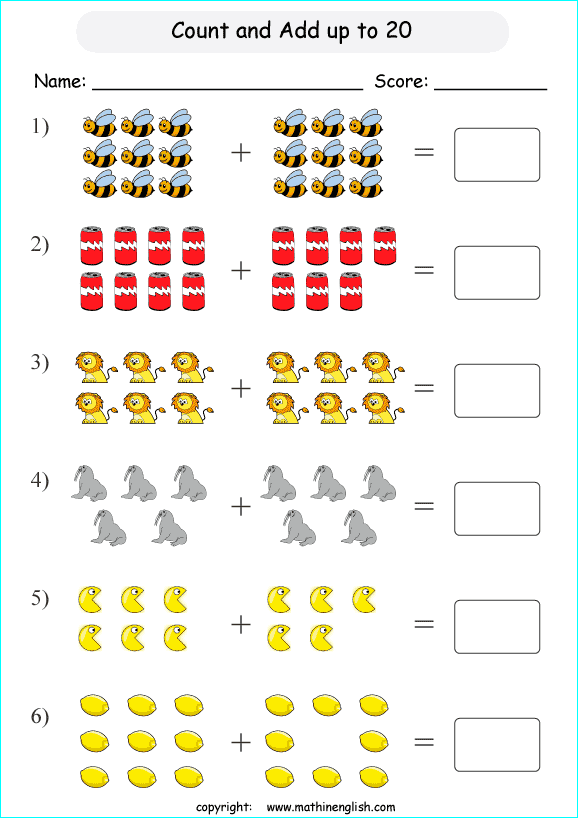 Count And Add The Pictures Up To 20  Counting And Addition