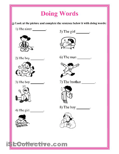 Pictures Of Action Words For Kindergarten