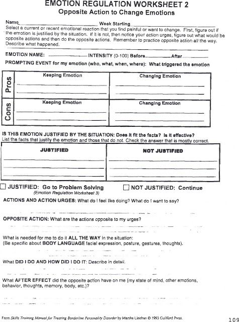 Healingfrombpd Org  Emotion Regulation Worksheet 2 With Personal