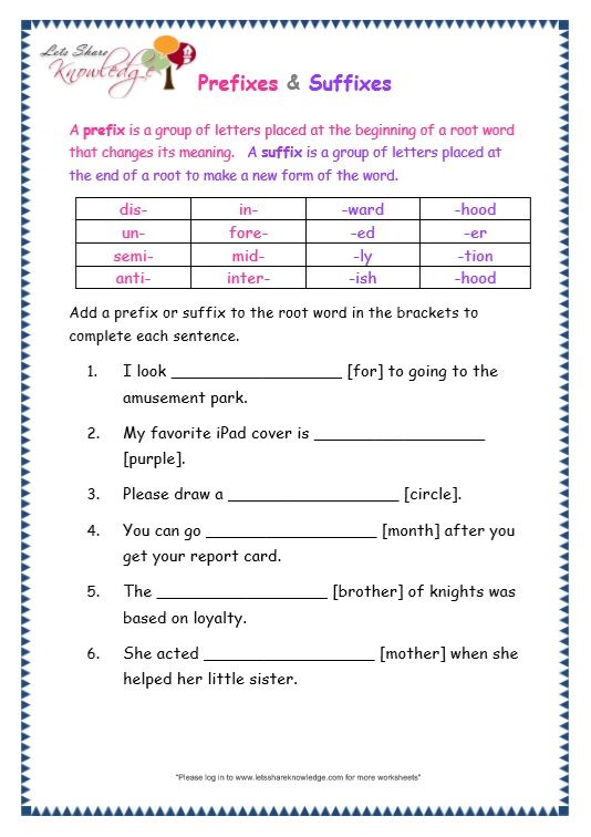 Grade 3 Grammar Topic 21  Prefix And Suffix Worksheets