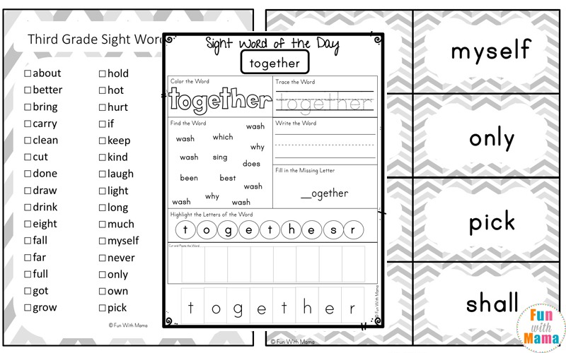 Free Dolch Third Grade Sight Words Worksheets | Free Worksheets Samples