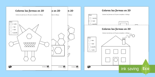 Color By 2d Shapes Worksheet   Worksheet Spanish