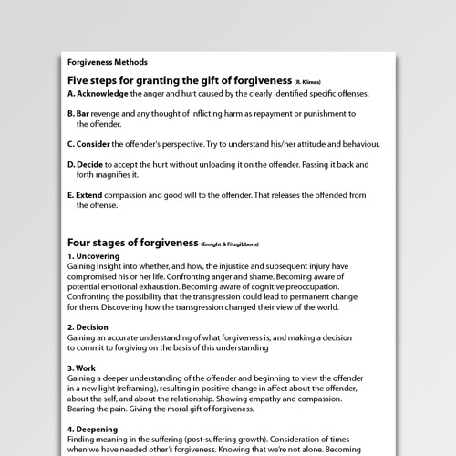 Forgiveness Worksheets & Handouts