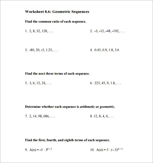 8+ Geometric Sequence Examples