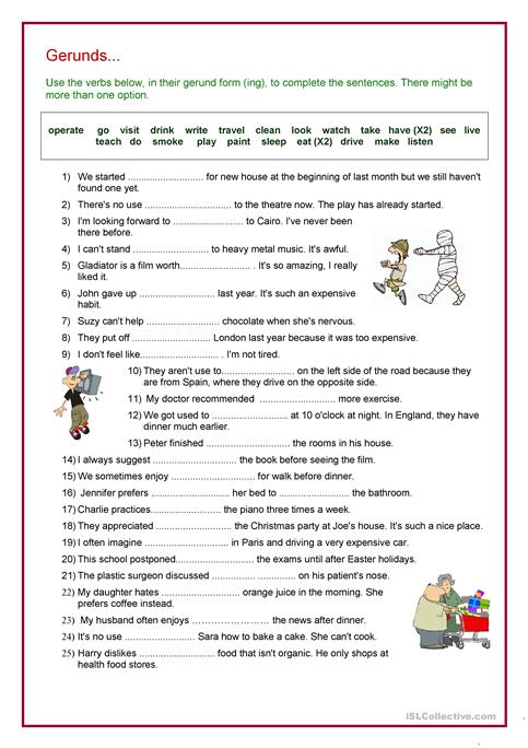 Gerund Worksheet Verb Gerund Review Worksheet Free Esl Printable