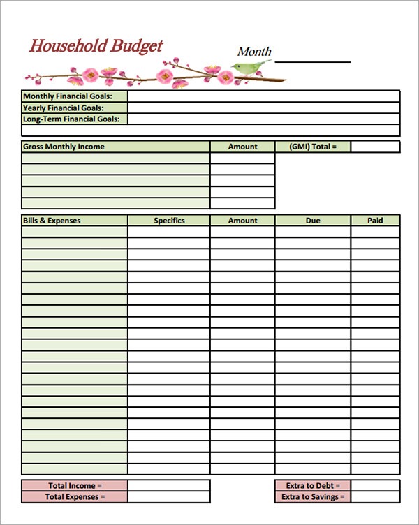 Home Budget Template Canada Free Budget Worksheets Household Net
