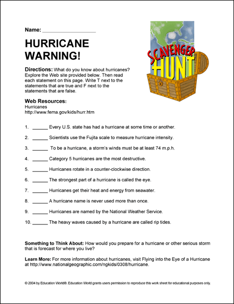 Hurricane Warning! Scavenger Hunt