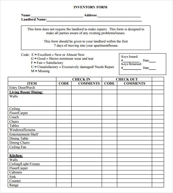 Estate Inventory Worksheets