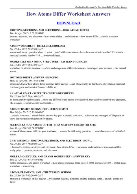 Isotopes Or Different Elements Chapter 4 Worksheet Answers